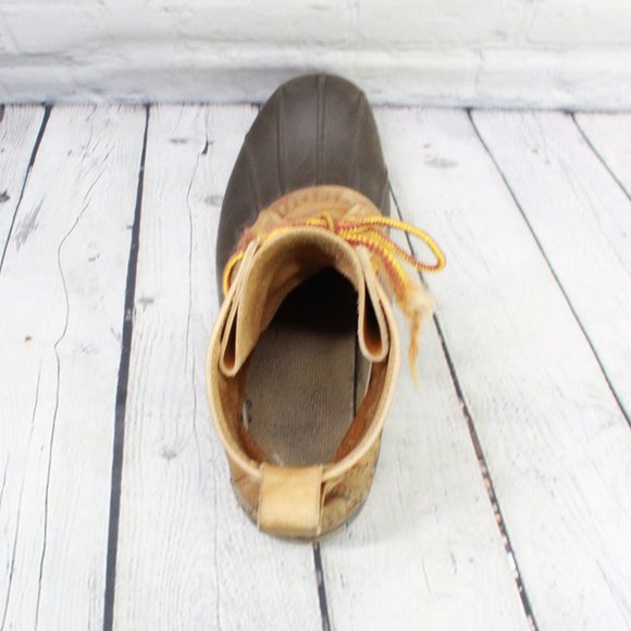 LL Bean 8'' Brown Leather Thinsulate Waterproof Lace Up Duck Boots M 9 L 11 - Picture 6 of 9